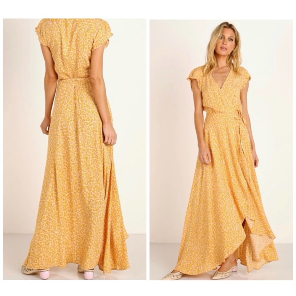 Auguste the Label Dean Sierra Floral Wrap Maxi Dress 4 Yellow Ruffle Cottagecore